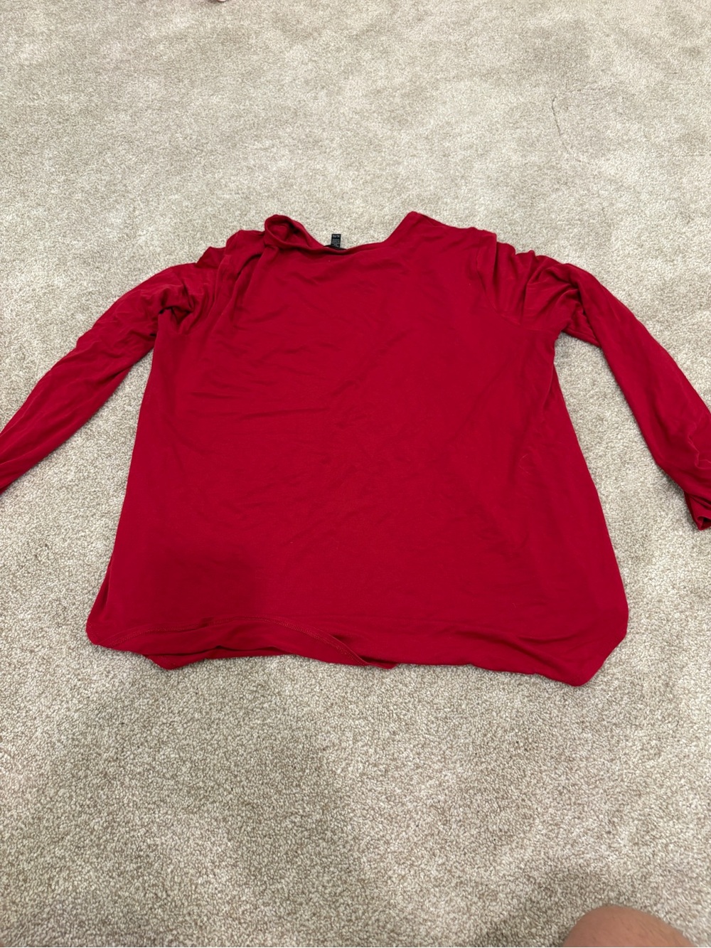 Eileen Fisher Red Long-Sleeve Crewneck Top